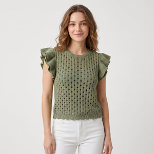 Butterfly sleeve hollow back vest
